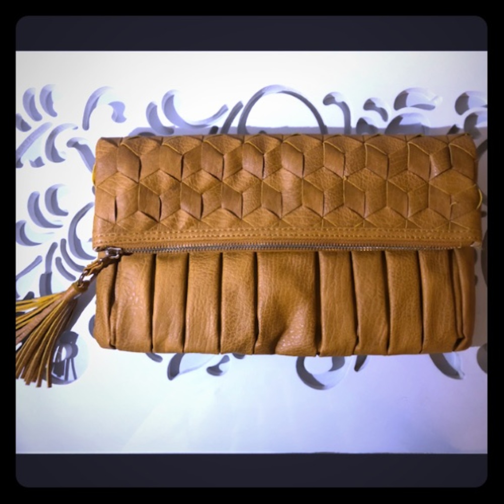 Mustard brown clutch/crossbody purse